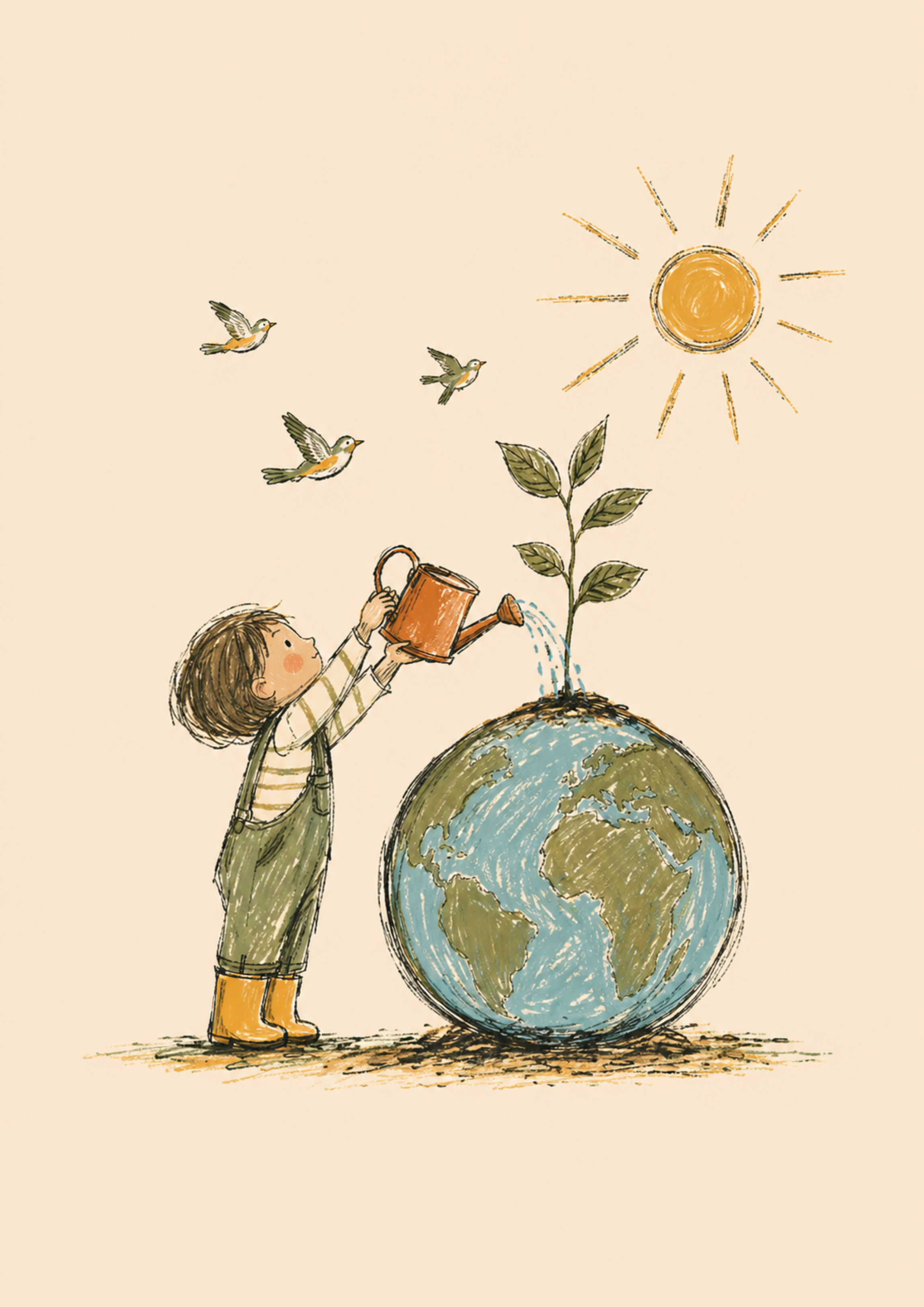 Boy Watering the Earth Print