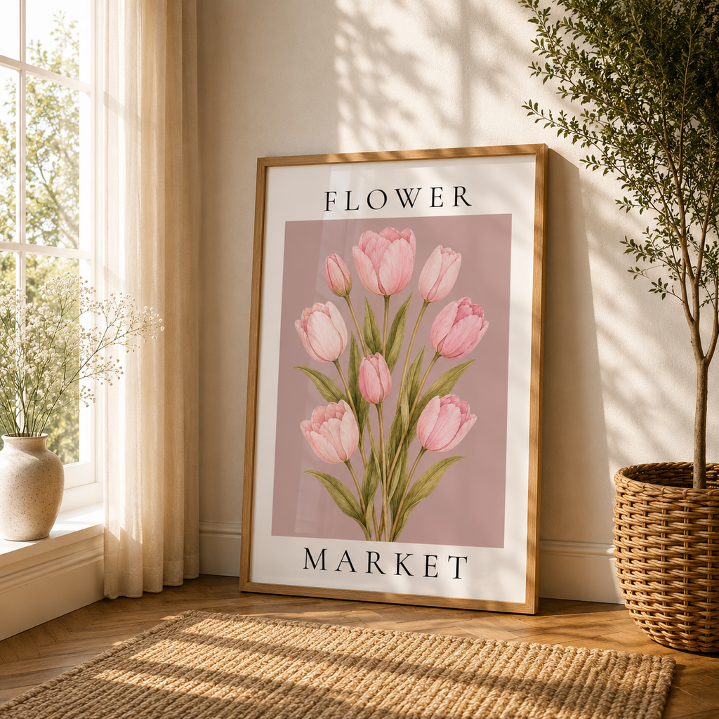 Flower Market Wall Art Print | Botanical Tulips
