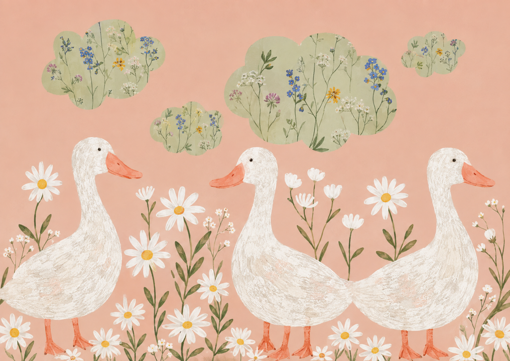 Three Geese Wildflower Meadow Print