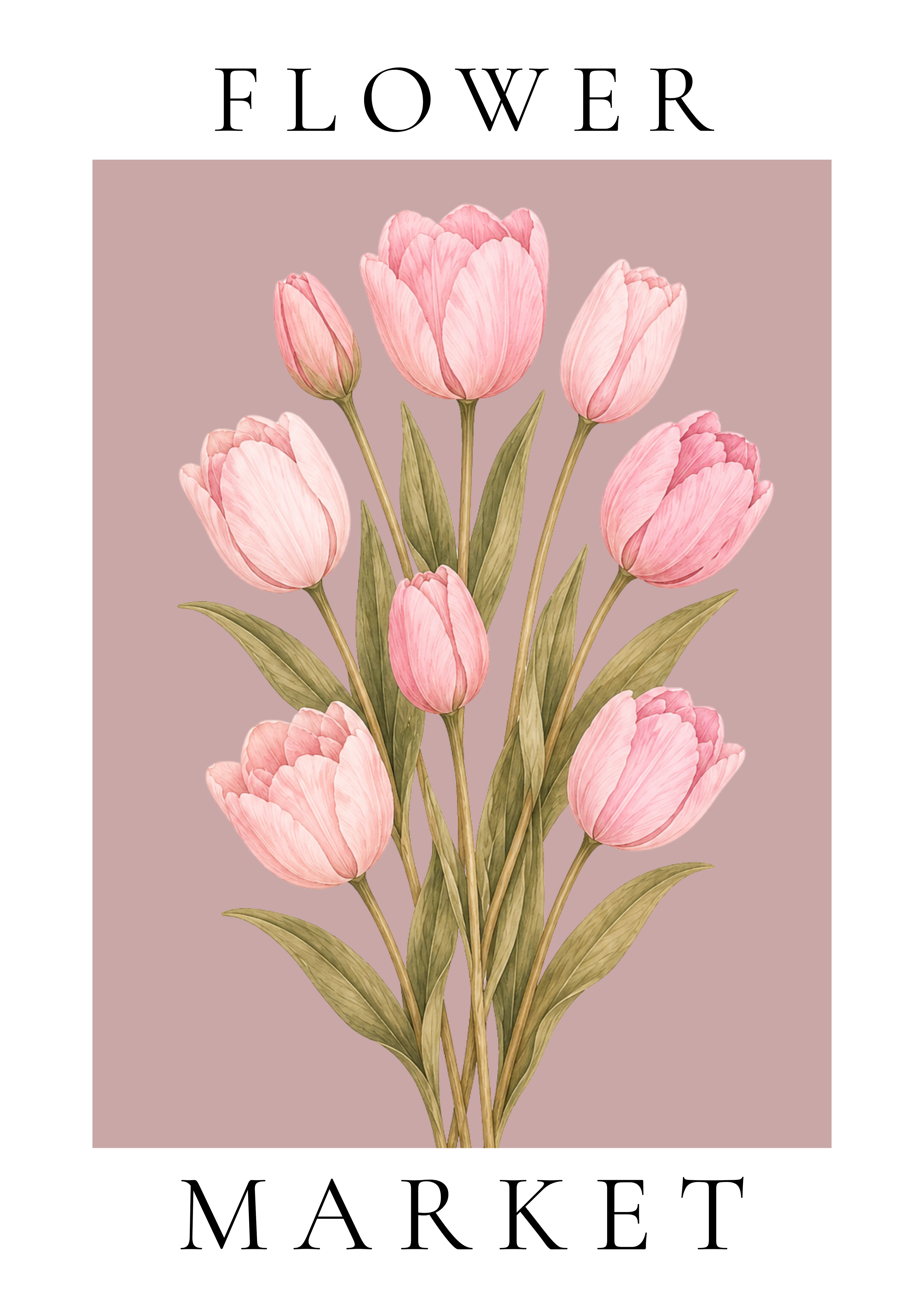 Flower Market Wall Art Print | Botanical Tulips