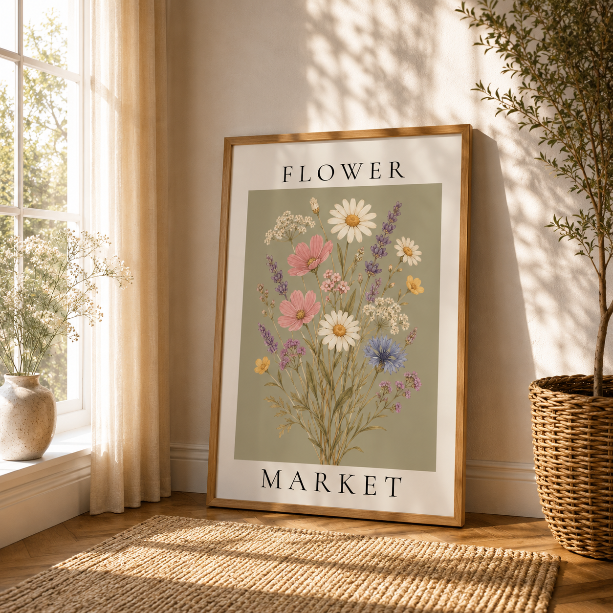 Flower Market Wall Art Print | Botanical Wildflowers