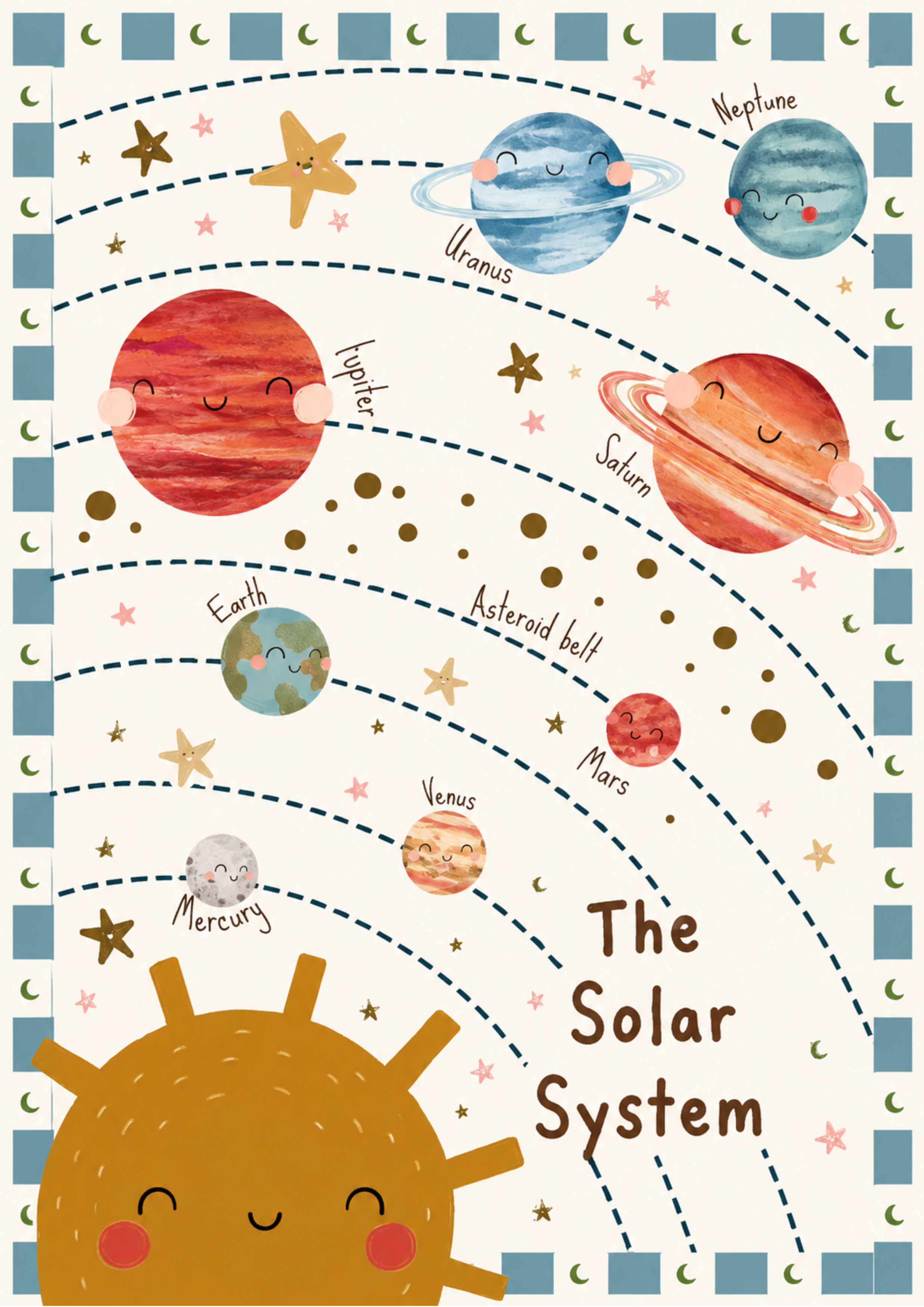 Solar System Print | Cute Kids Space Educational Wall Art