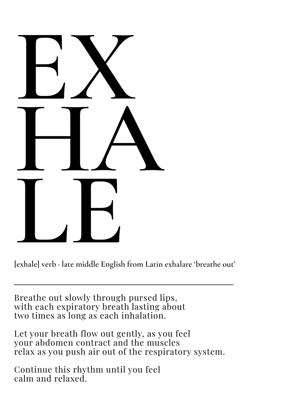 Exhale Definition Print