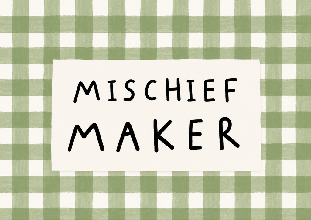 Mischief Maker Print | Green Gingham Kids Wall Art