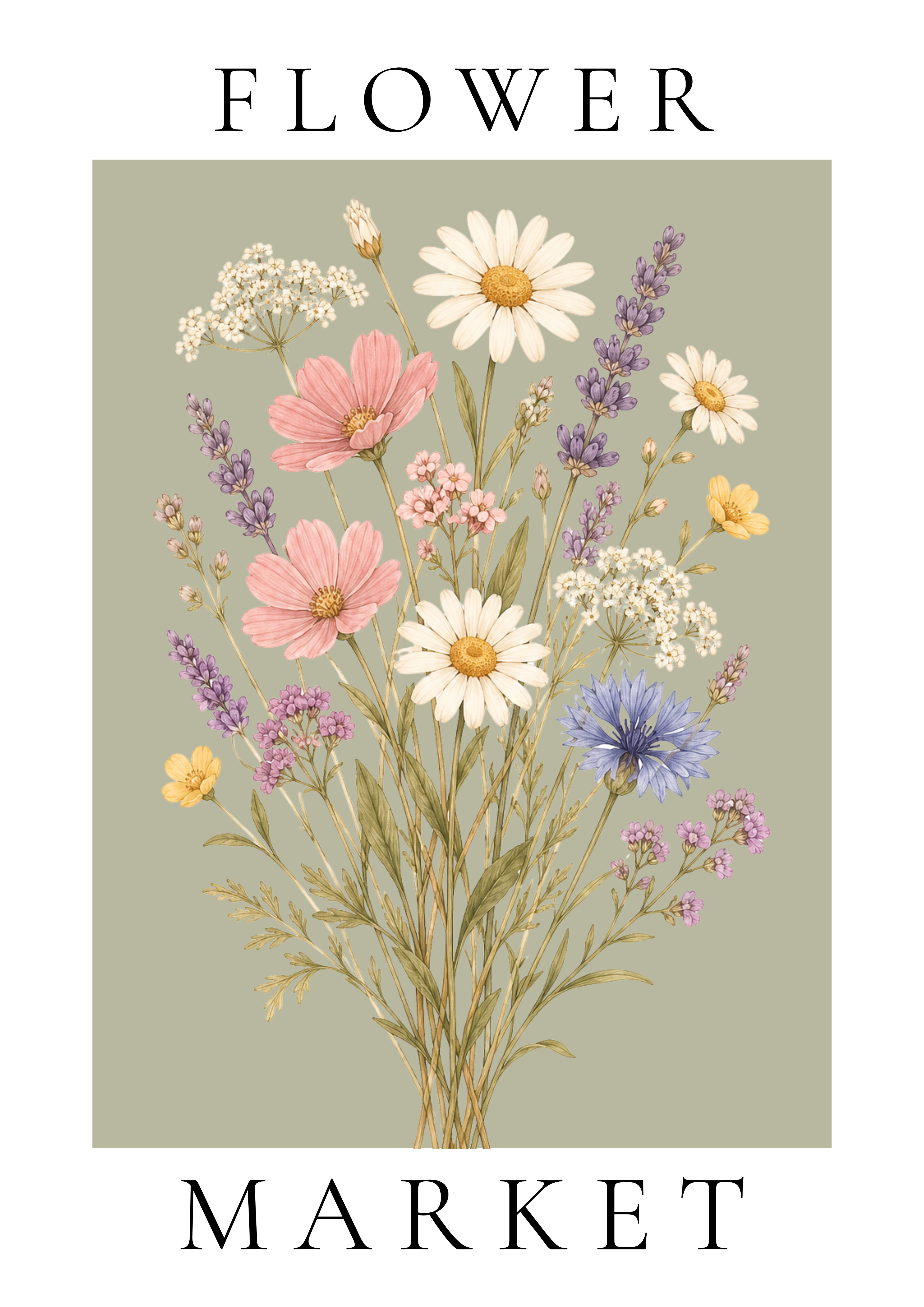 Flower Market Wall Art Print | Botanical Wildflowers