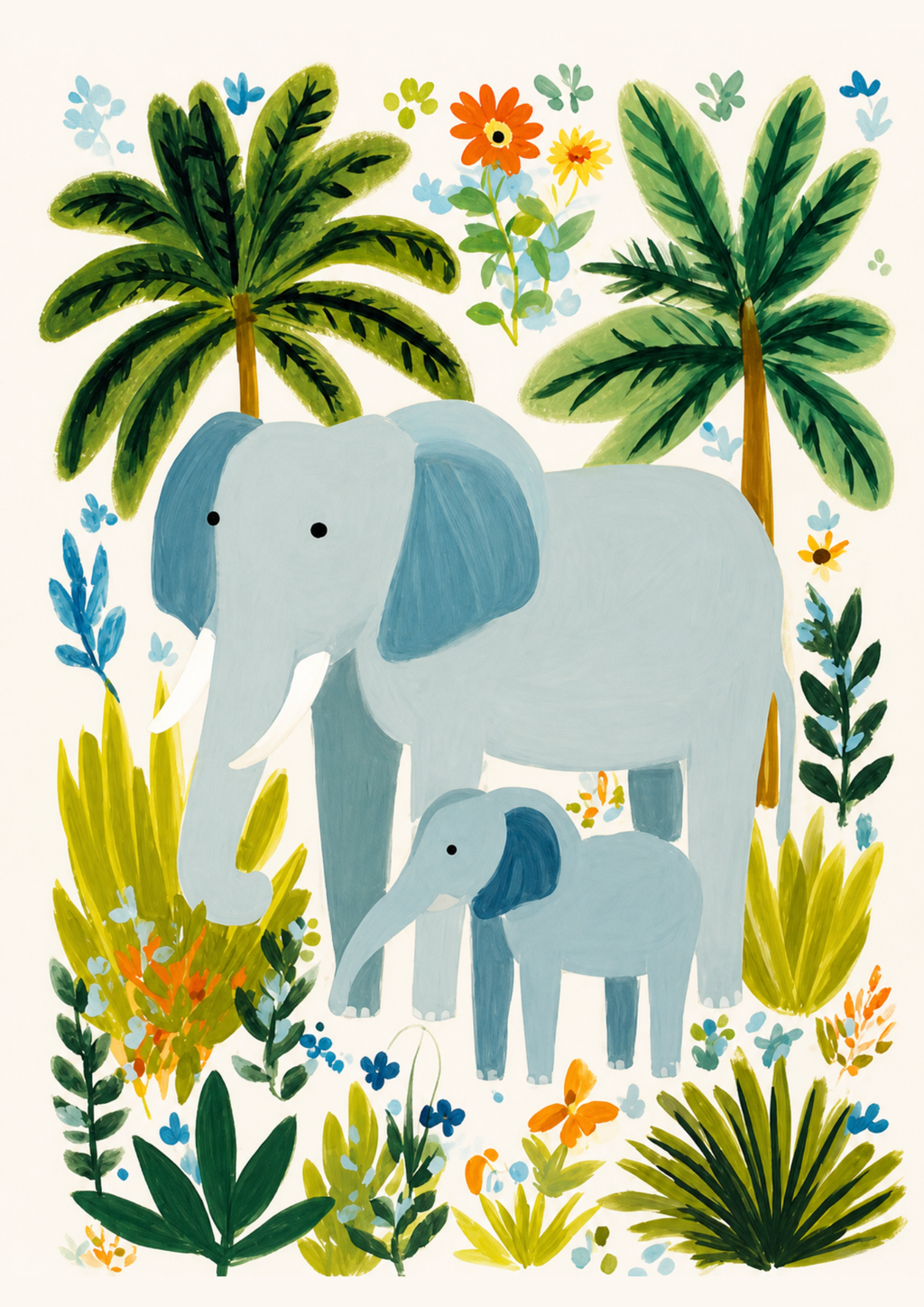 Jungle Elephant Nursery Print