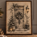 Winter at the Door | Vintage Christmas Art Print | Rustic Festive Wall Art