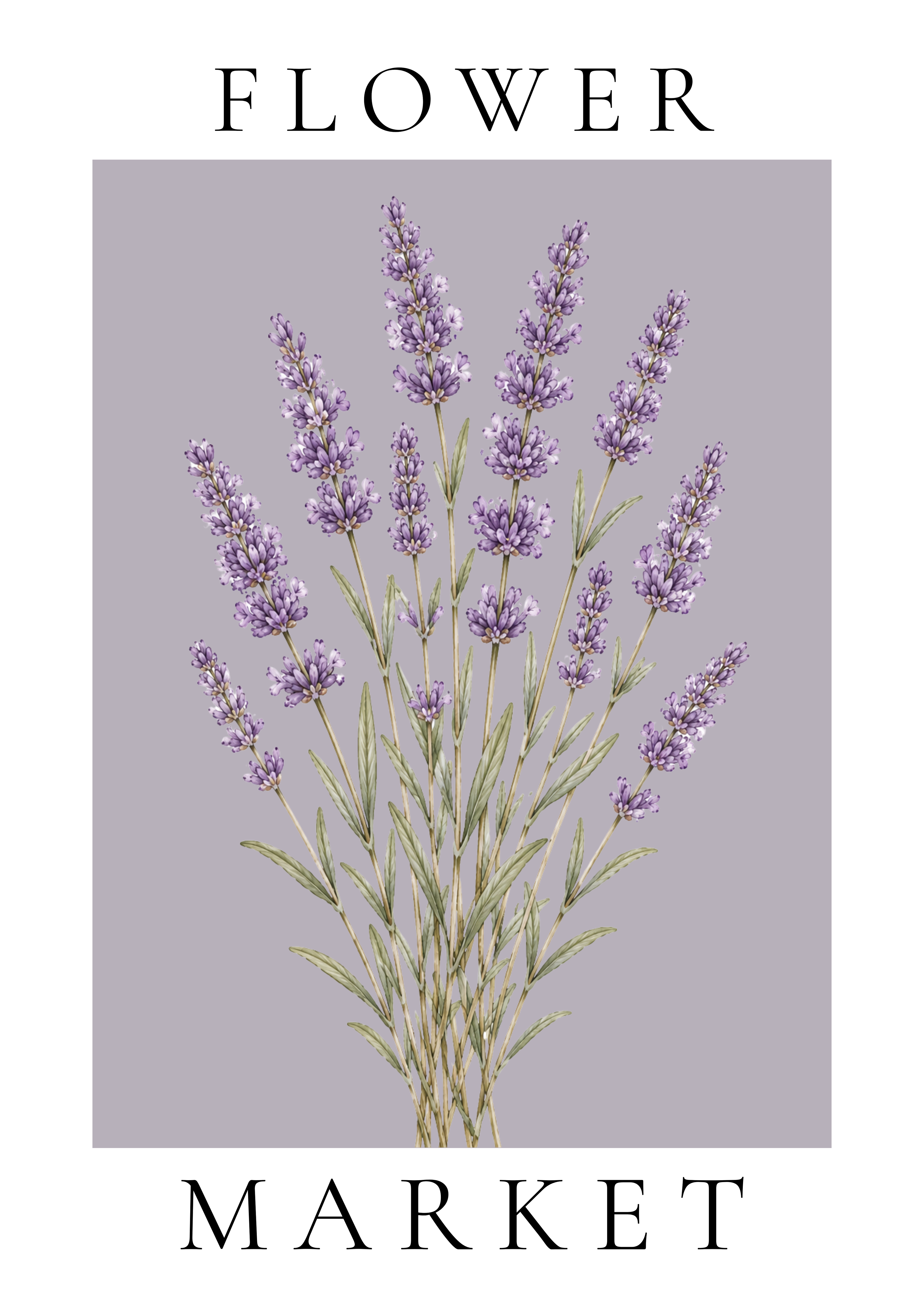 Flower Market Wall Art Print | Botanical Lavender