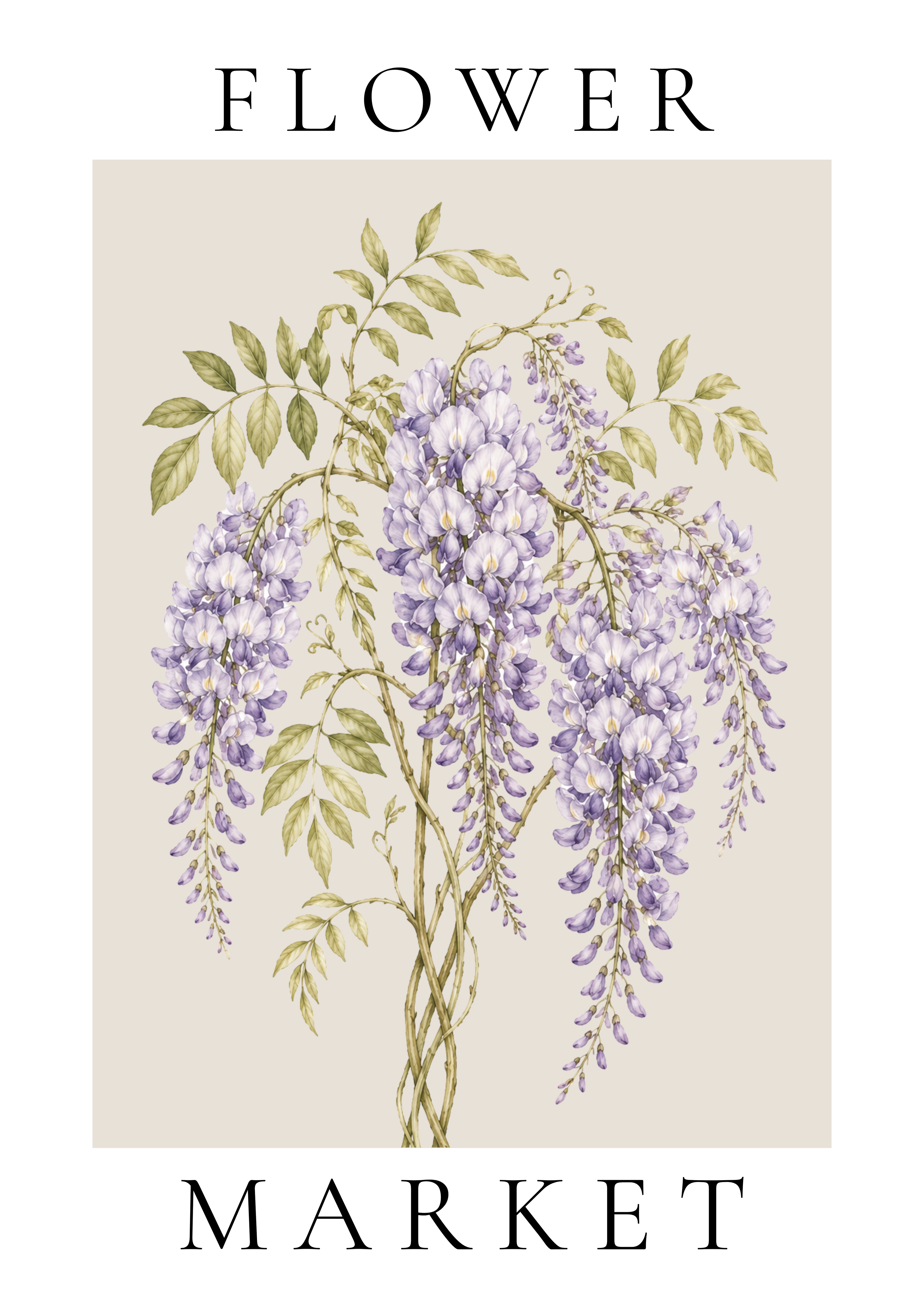 Flower Market Wall Art Print | Botanical Wisteria