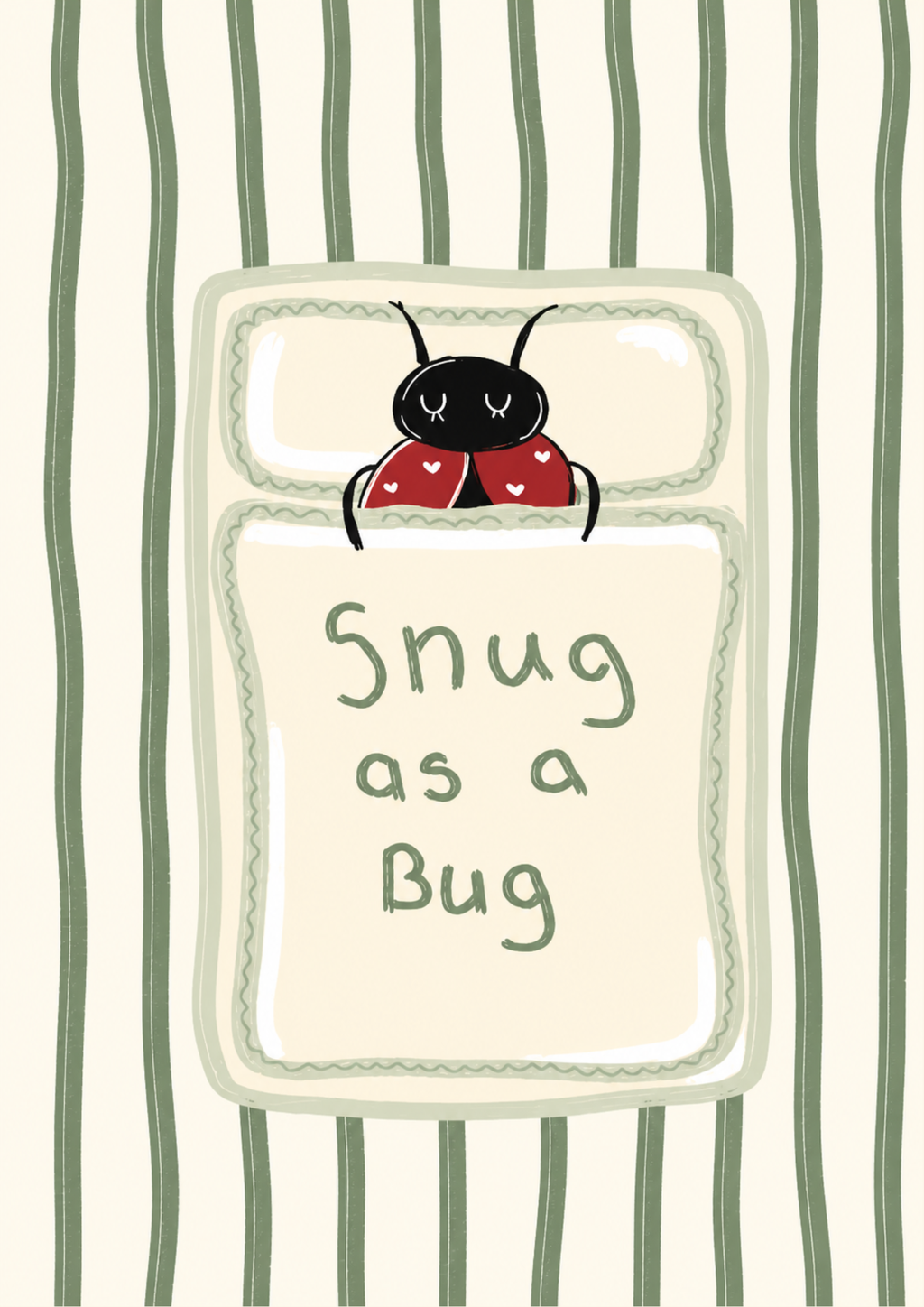Snug as a Bug Nursery Print | Green