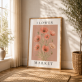 Flower Market Wall Art Print | Botanical Poppies