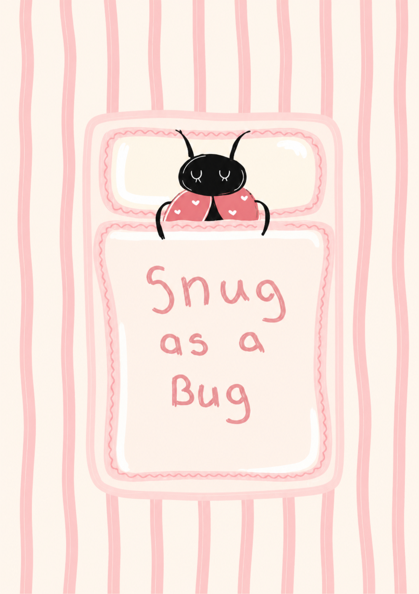 Snug as a Bug Nursery Print | Pink
