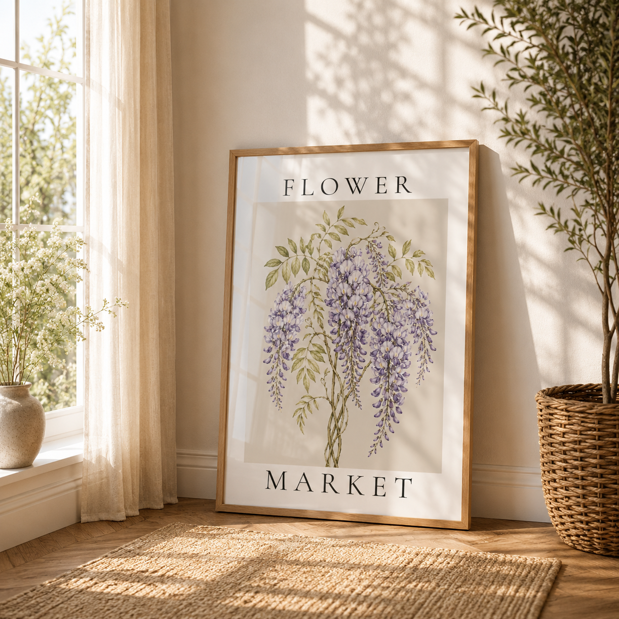Flower Market Wall Art Print | Botanical Wisteria