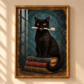 Vintage Black Cat Bathroom Print – Toothbrush Cat Wall Art