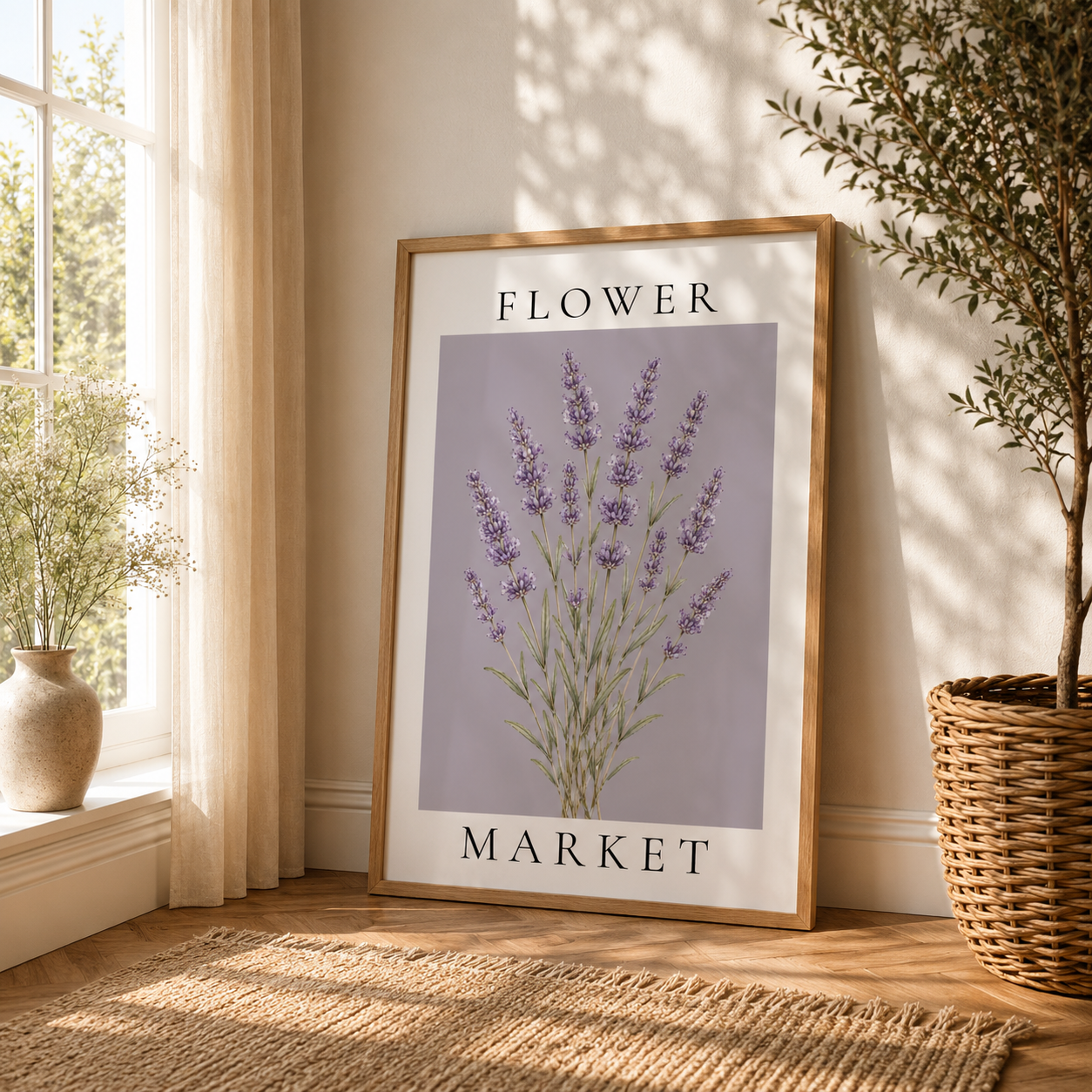 Flower Market Wall Art Print | Botanical Lavender