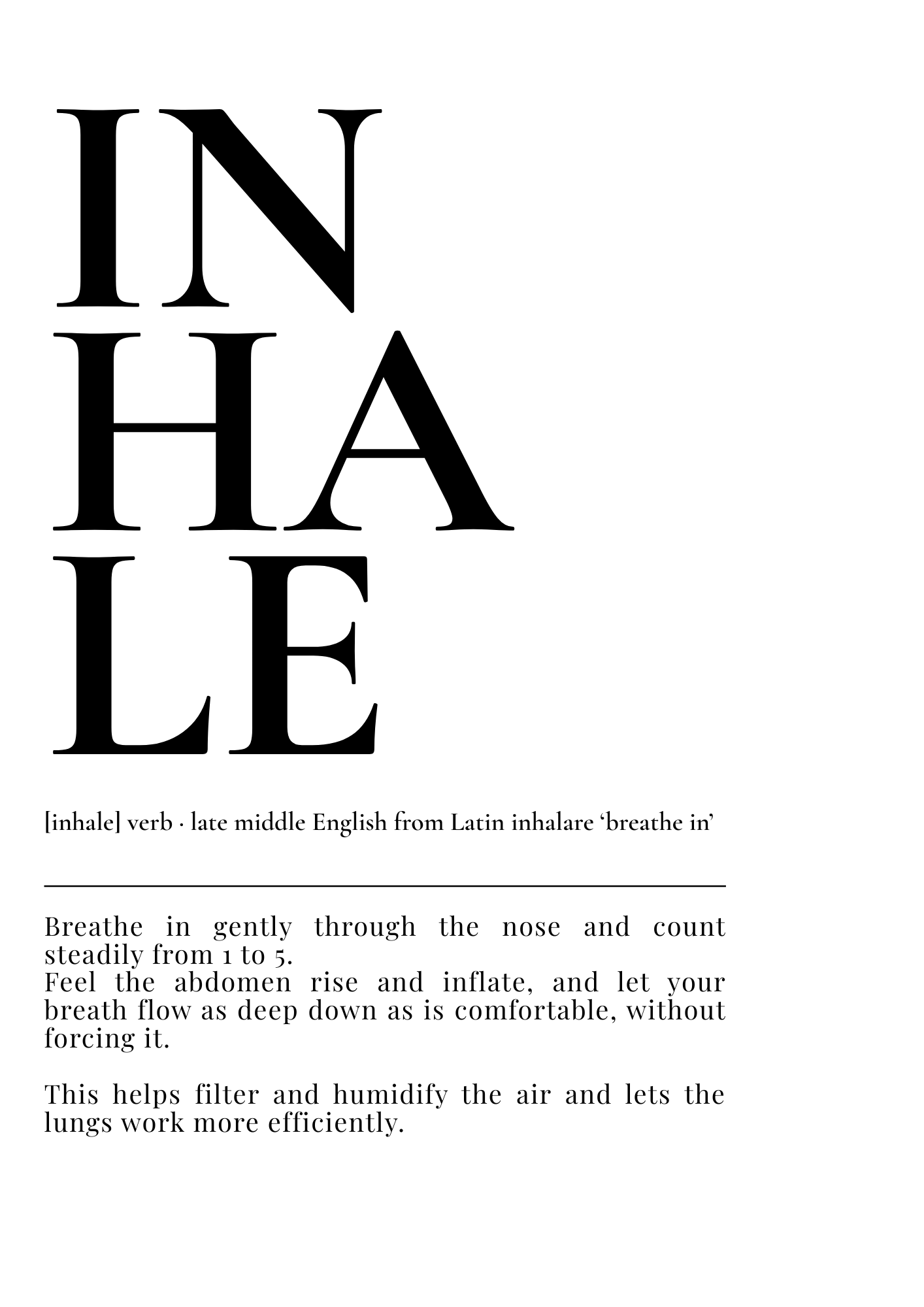 Inhale Definition Print