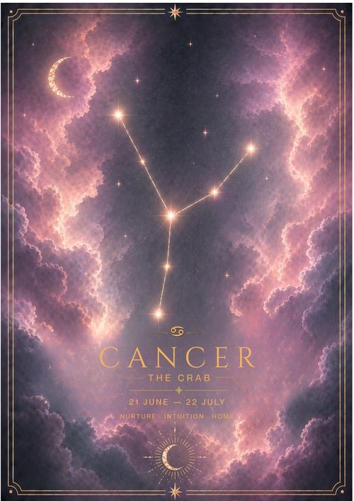 Cancer Zodiac Star Sign Art Print