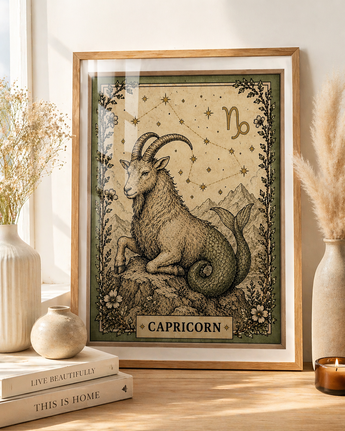 Vintage Capricorn Zodiac Star Sign Art Print