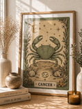 Vintage Cancer Zodiac Star Sign Art Print