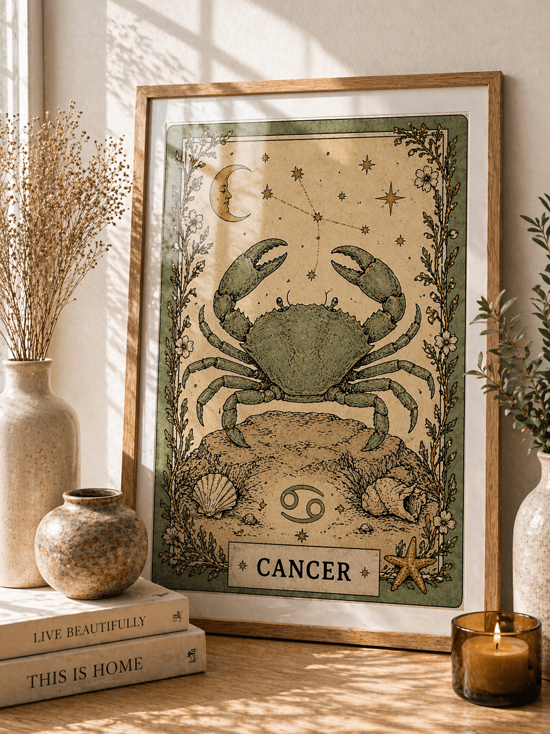 Vintage Cancer Zodiac Star Sign Art Print