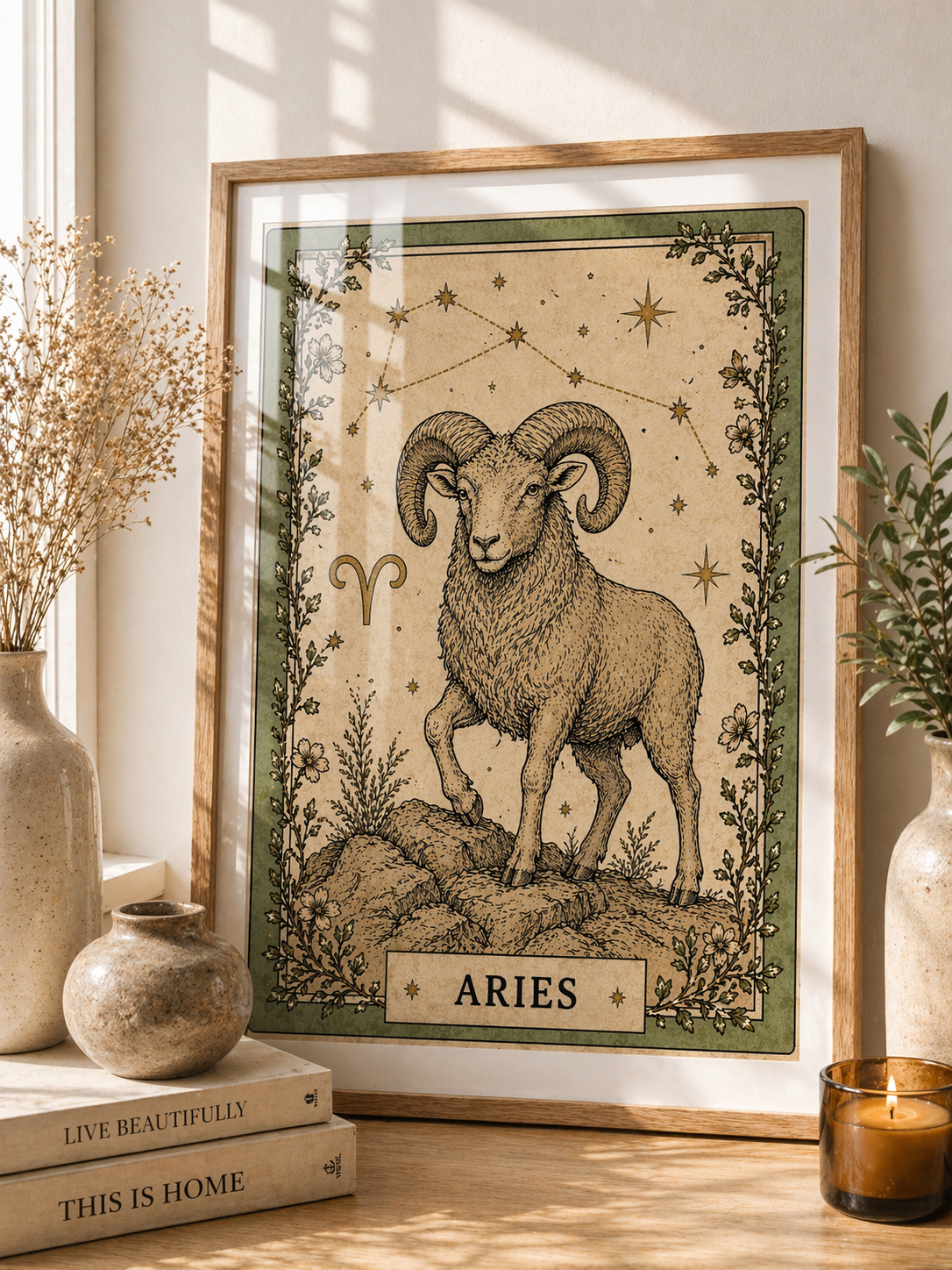 Vintage Aries Zodiac Star Sign Art Print