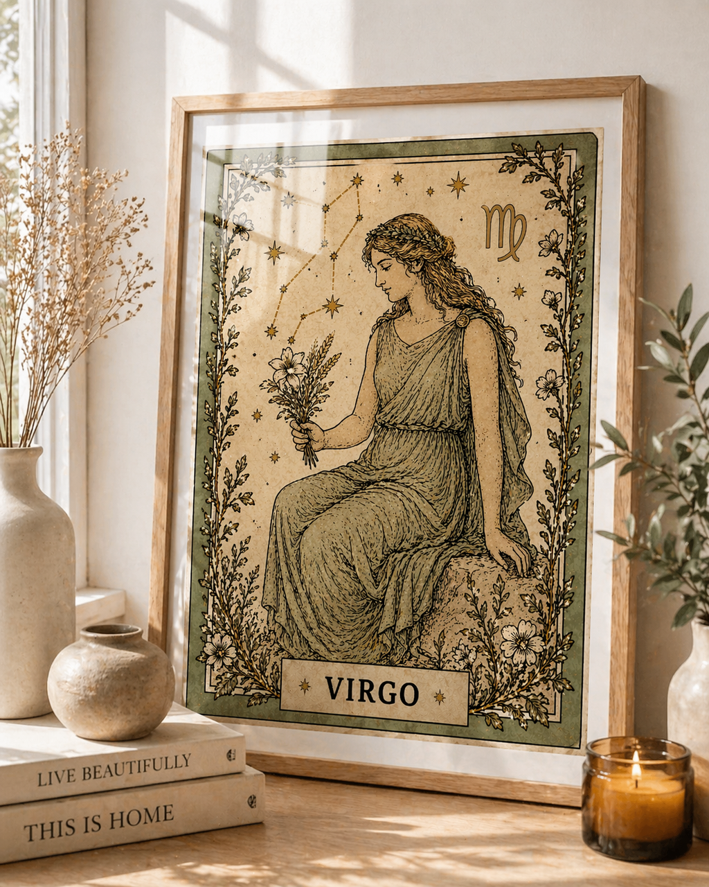 Vintage Virgo Zodiac Star Sign Art Print