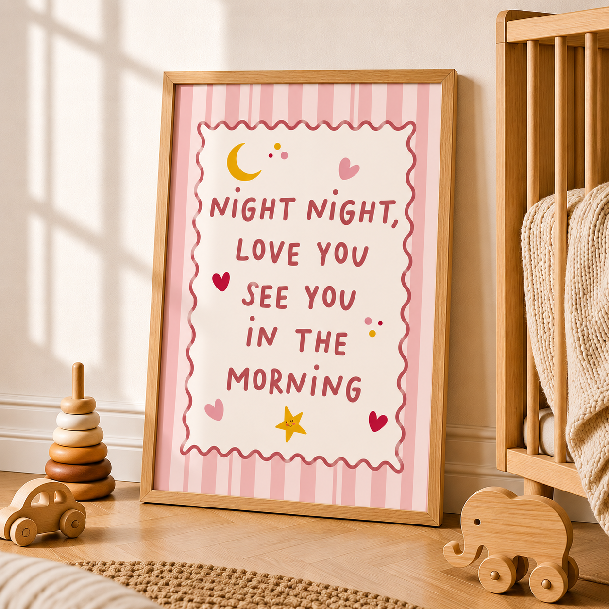 Night Night Love You See You in the Morning Print |  Pink