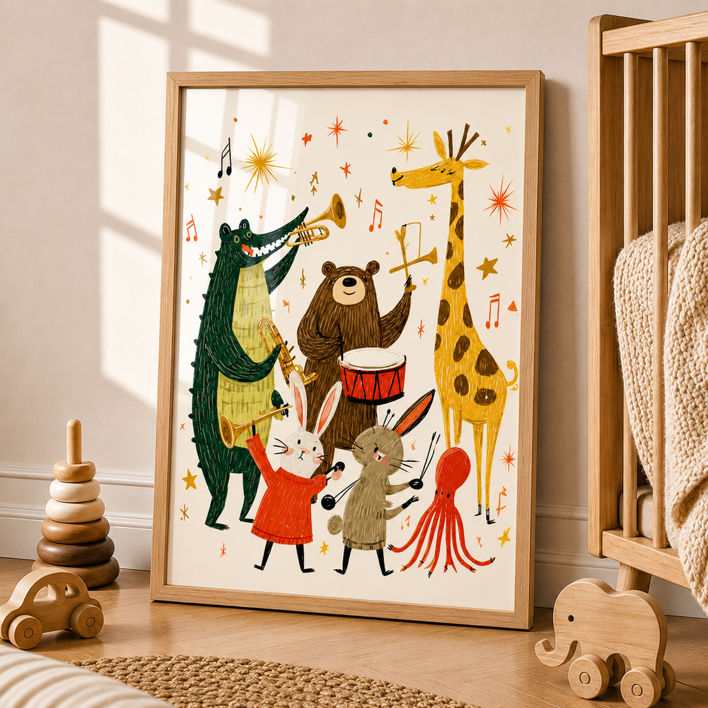 Animal Band Nursery Print