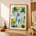 Jungle Elephant Nursery Print