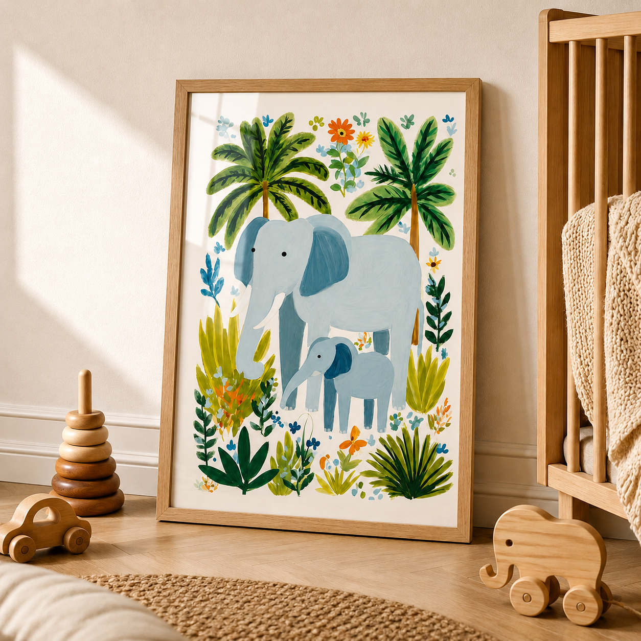Jungle Elephant Nursery Print