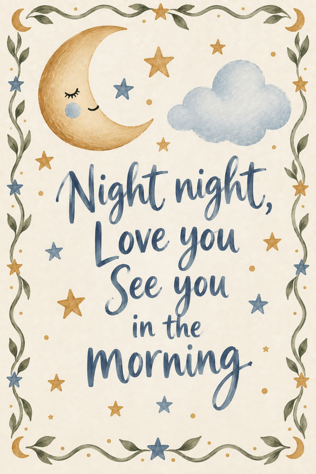 Night Night Love You See You in the Morning Print | Blue