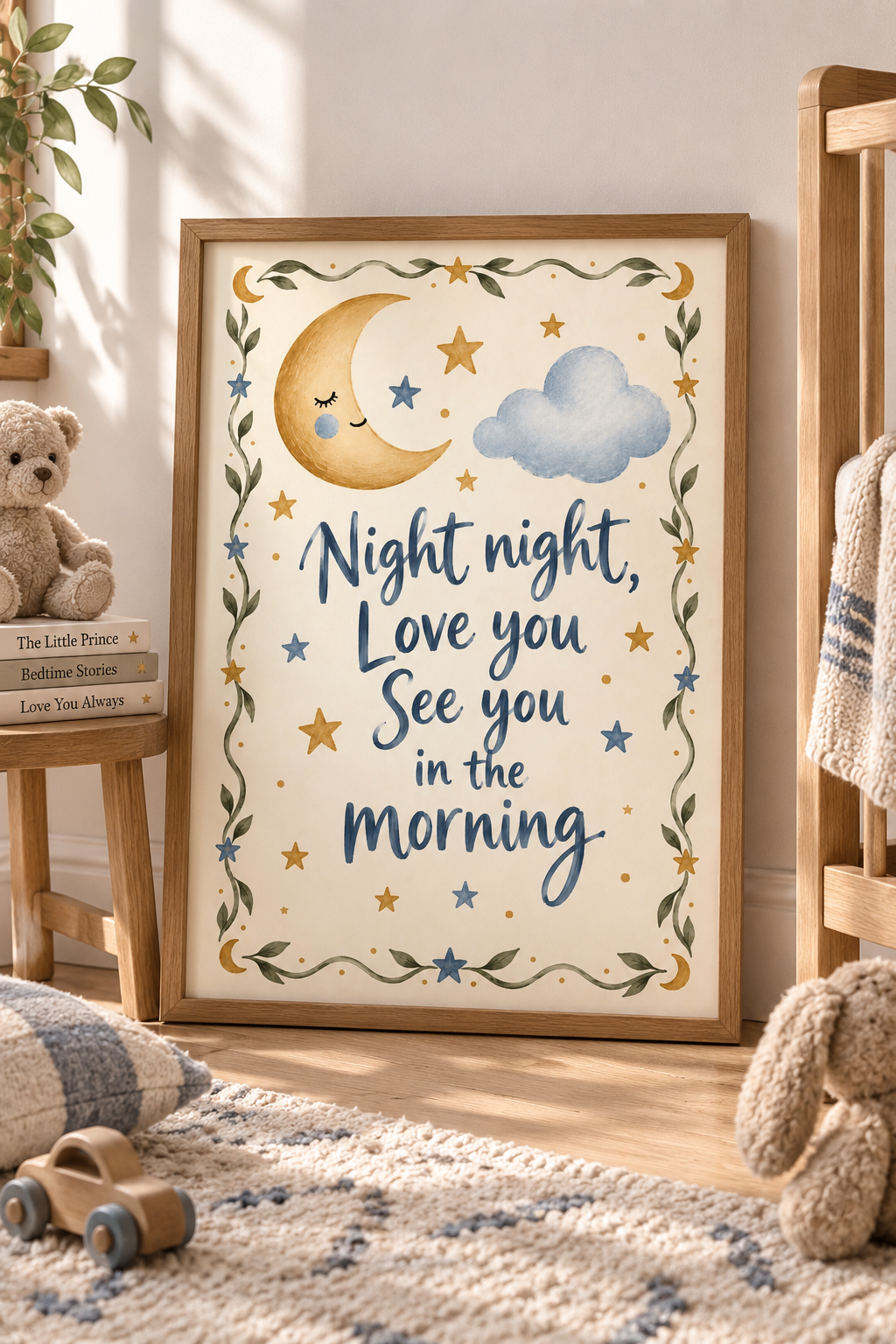 Night Night Love You See You in the Morning Print | Blue