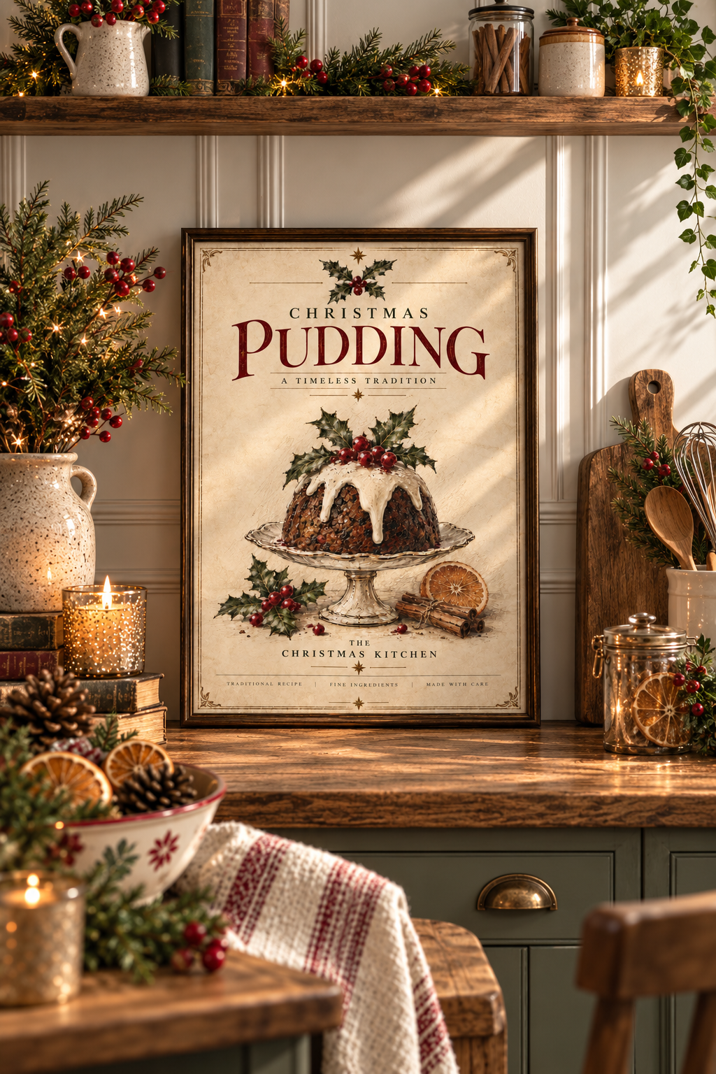 Christmas Pudding | Vintage Christmas Kitchen Print