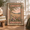 Vintage Wildflower Meadow Art Print – Pink & Sage Botanical Wall Art