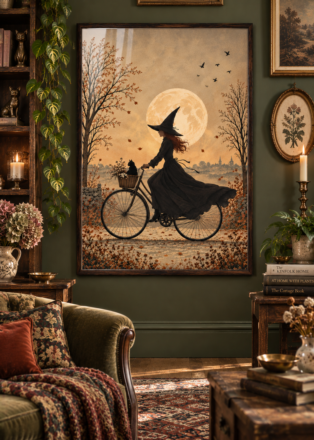 The Midnight Ride – Vintage Witch & Black Cat Art Print