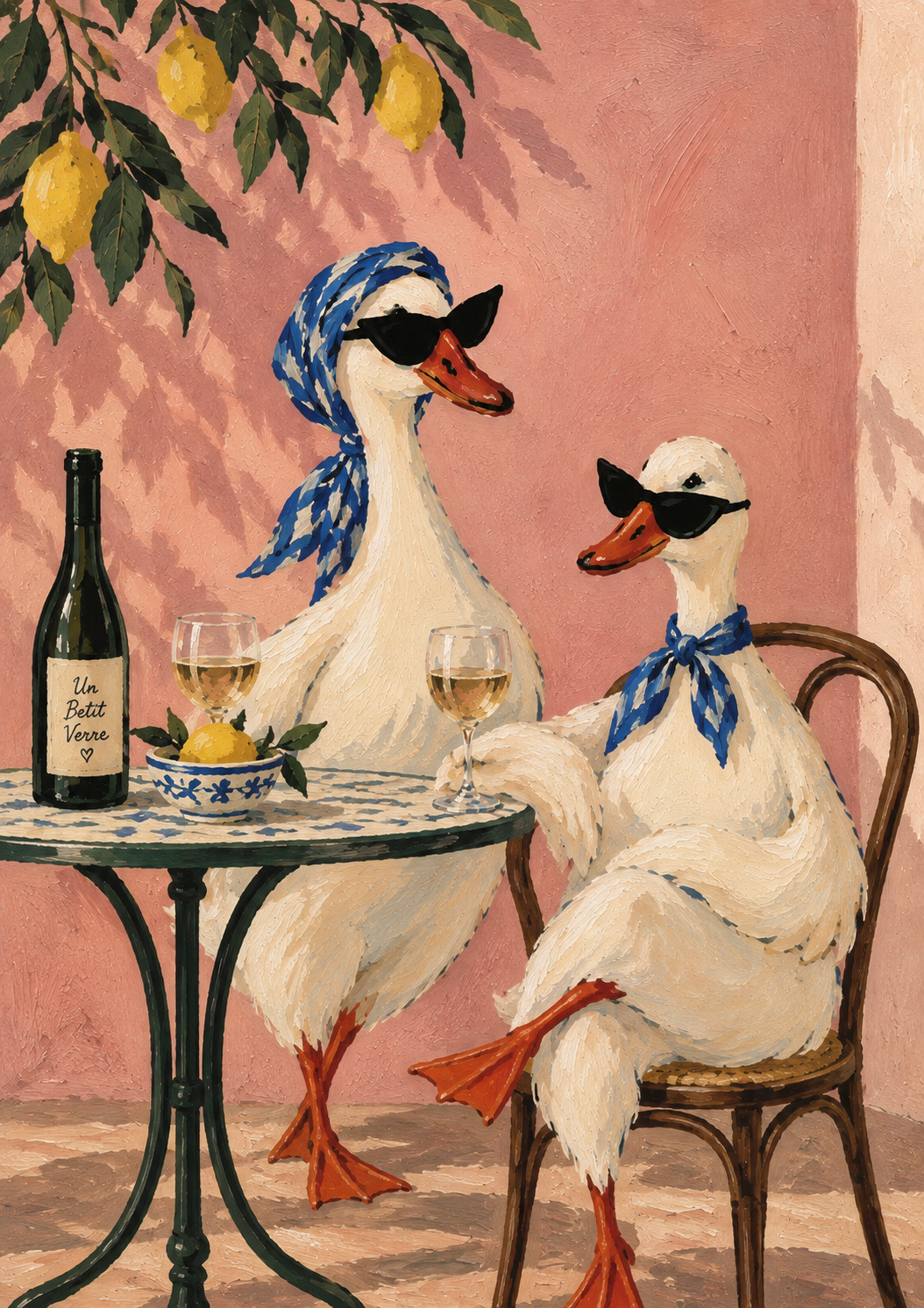 Good Wine, Better Company – Quirky Duck & Wine Art Print