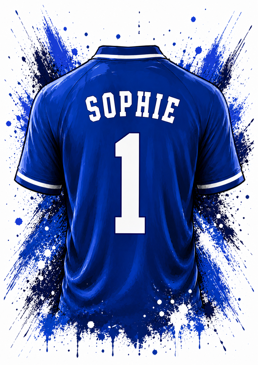 Personalised Royal Blue Football Shirt Print | Custom Name & Number Wall Art