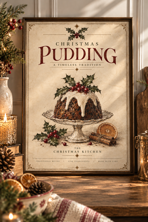 Christmas Pudding | Vintage Christmas Kitchen Print