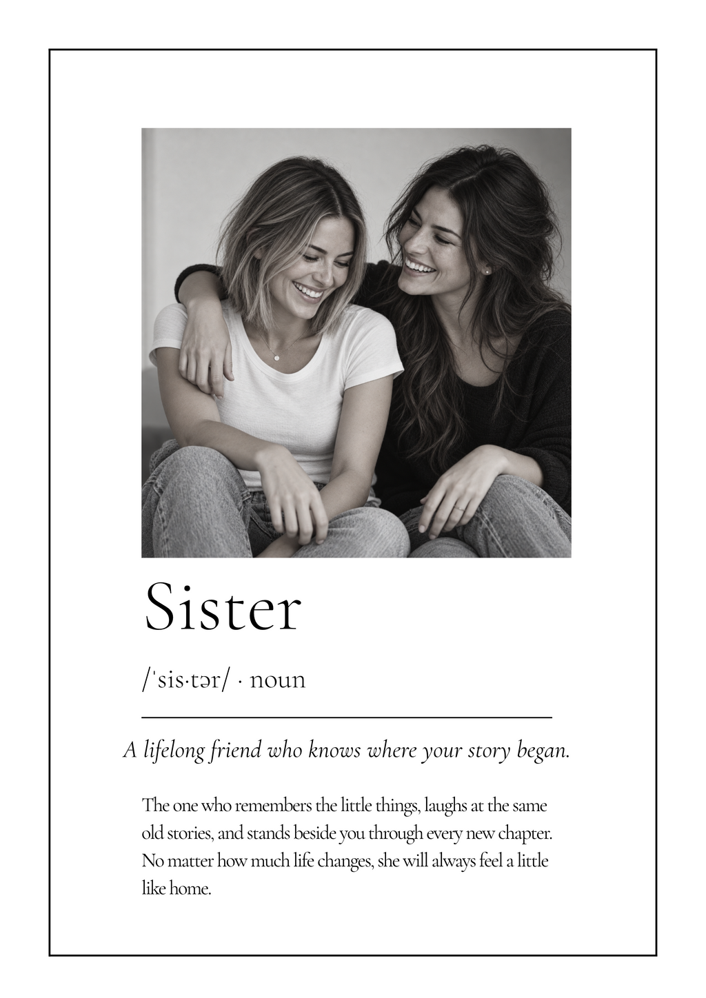 Personalised Sister Photo Definition Print
