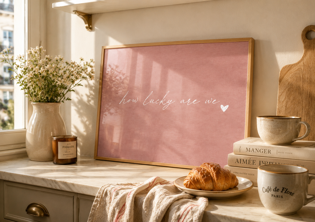 How Lucky Are We Art Print | Blush Petal