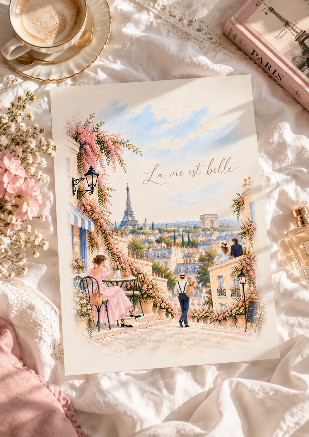 La Vie Est Belle – Paris Watercolour Art Print | Romantic French Wall Decor