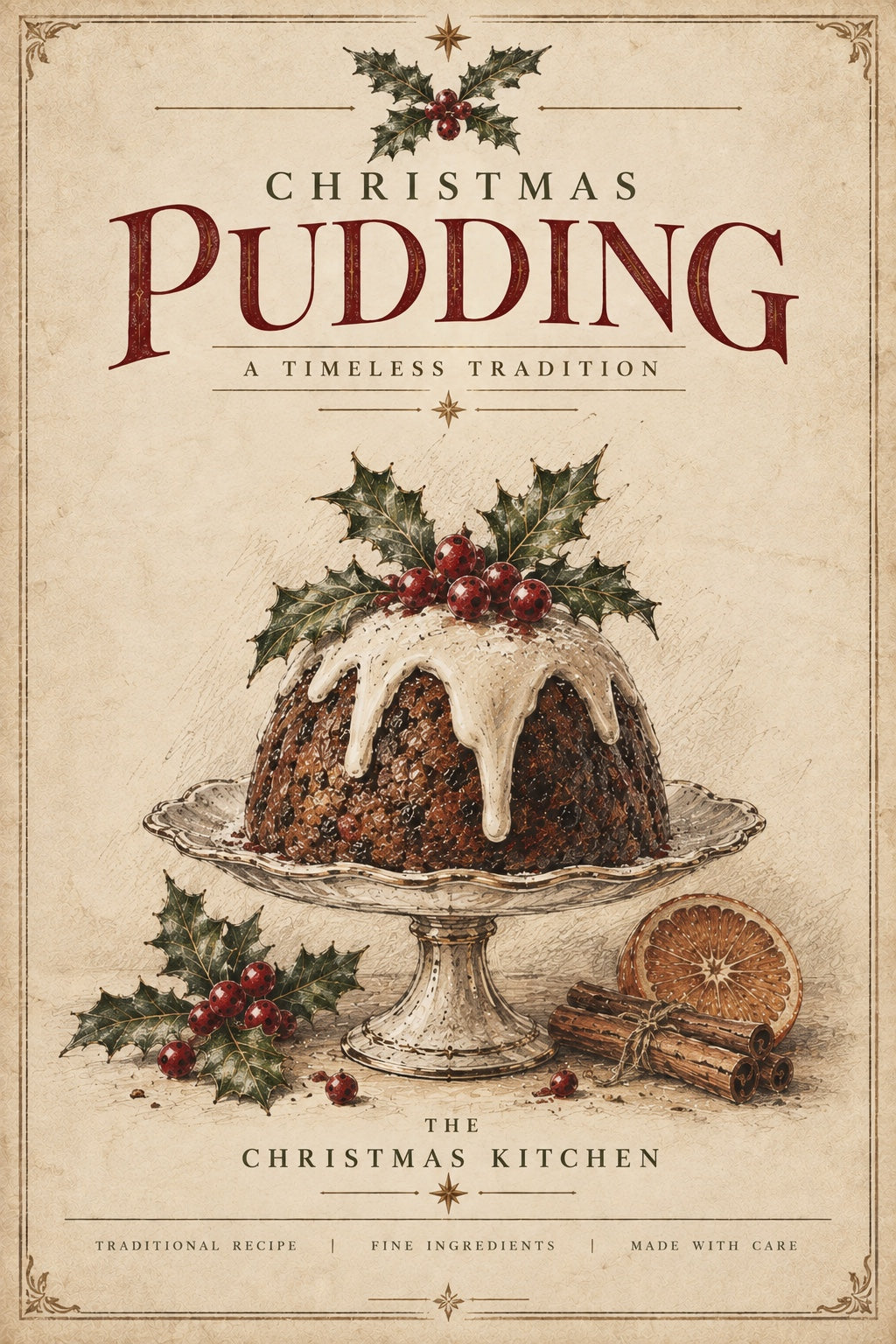 Christmas Pudding | Vintage Christmas Kitchen Print
