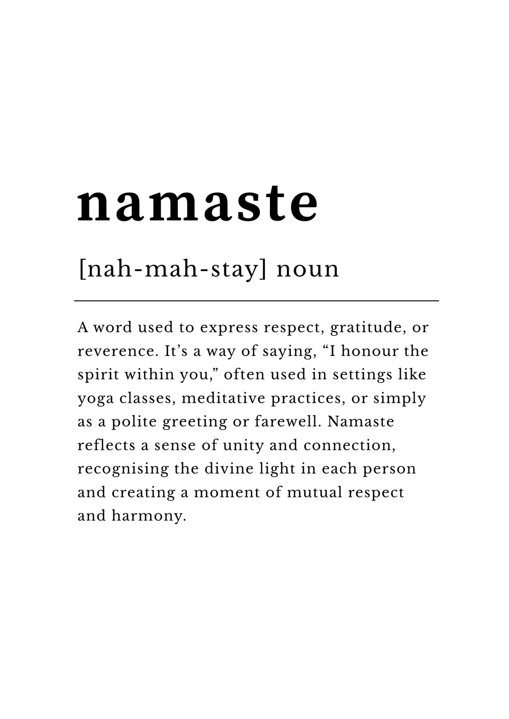 Namaste Definition Print