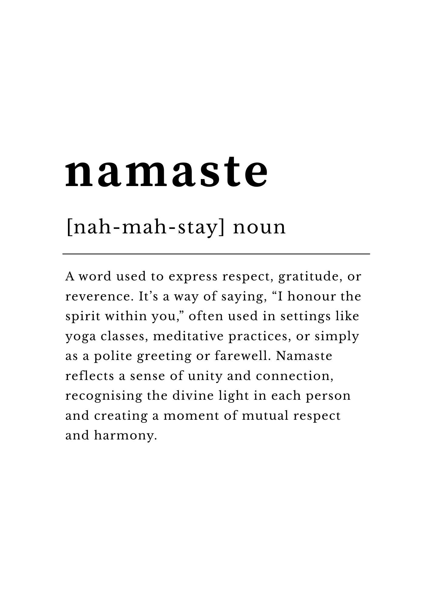 Namaste Definition Print