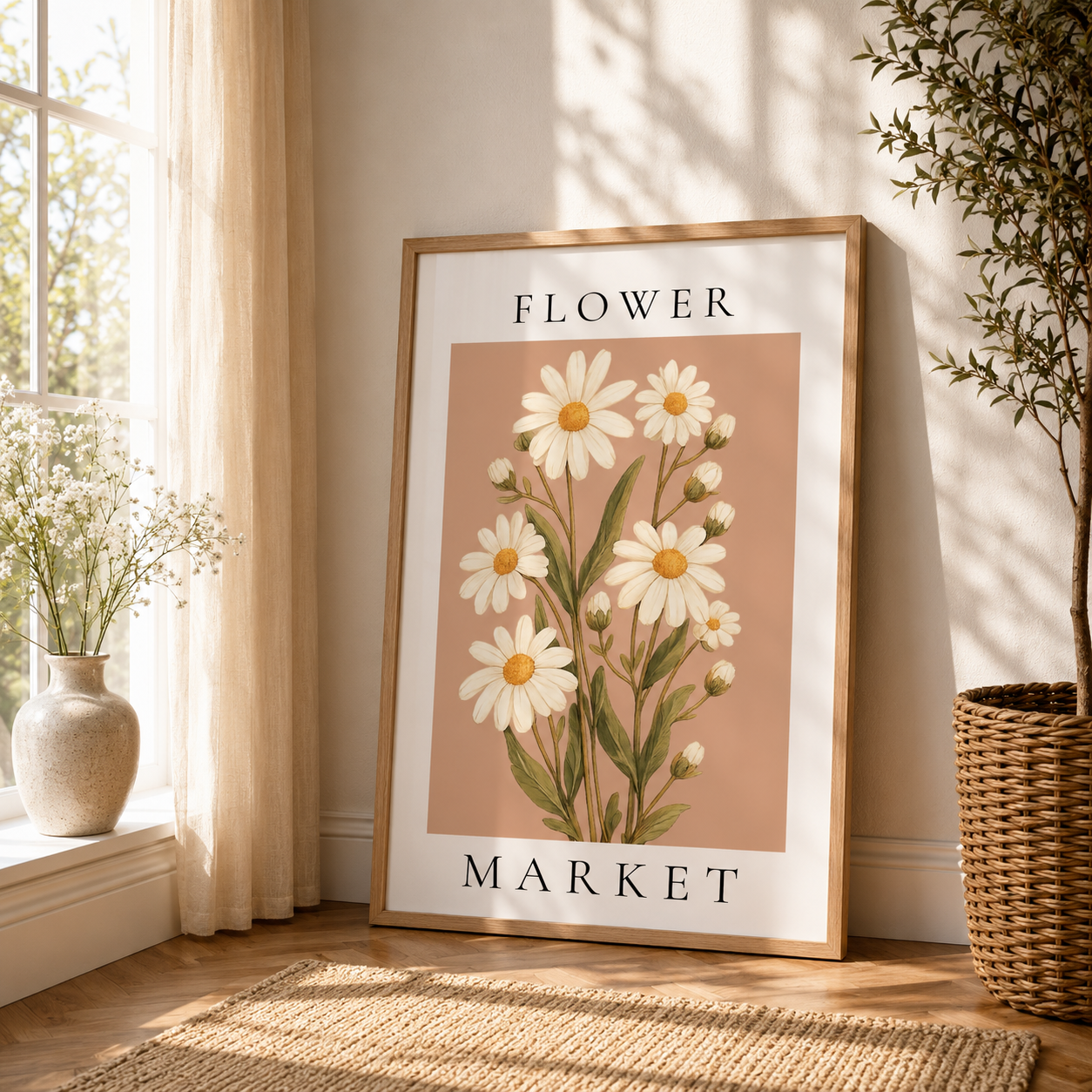 Flower Market Wall Art Print | Botanical Daisies