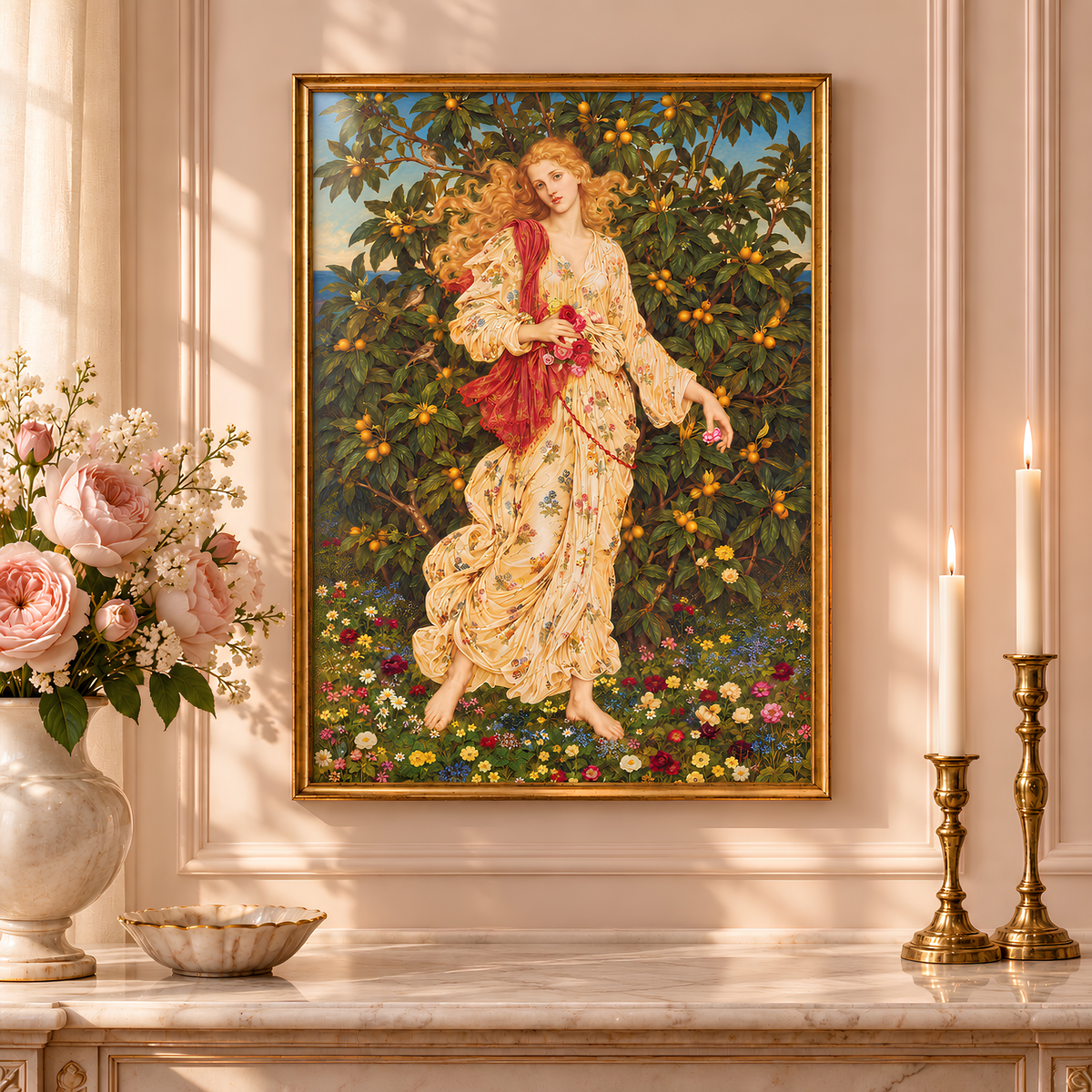 Flora Art Print | Evelyn De Morgan-Inspired Pre-Raphaelite Goddess Wall Art