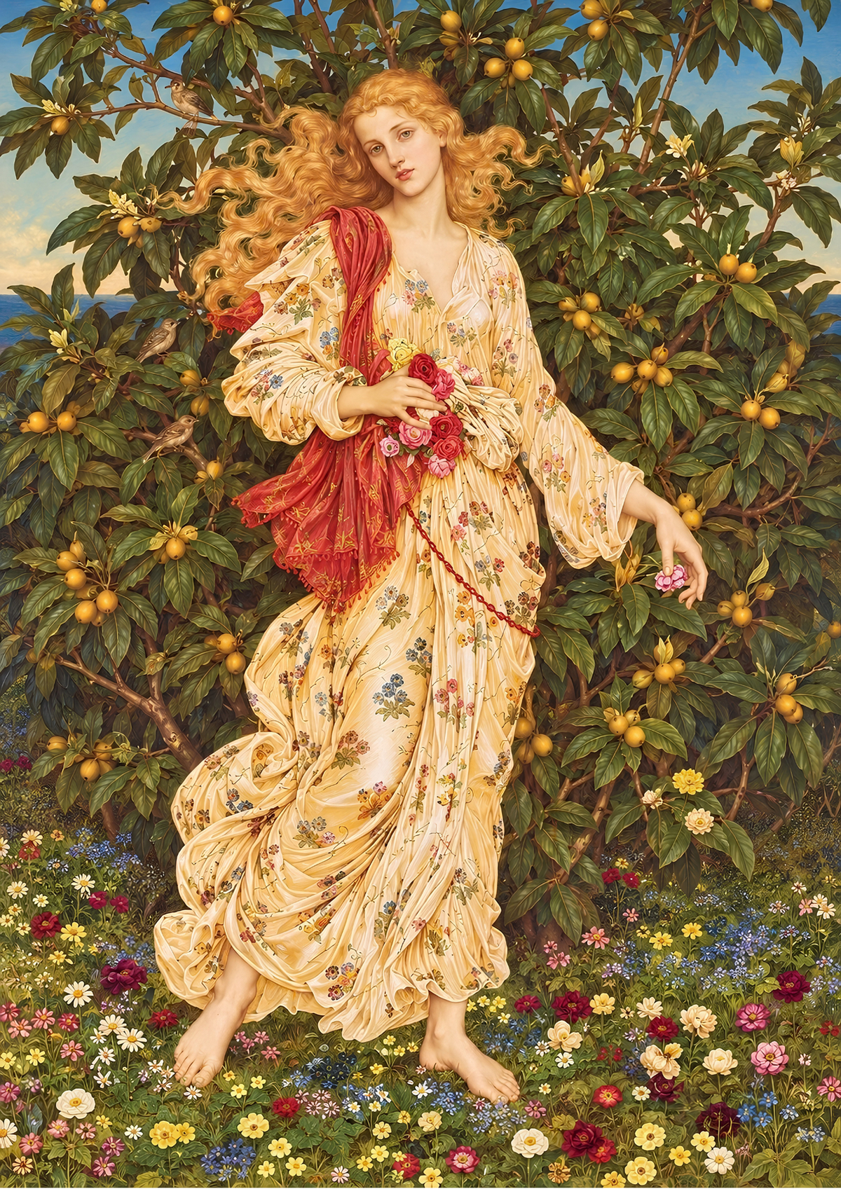 Flora Art Print | Evelyn De Morgan-Inspired Pre-Raphaelite Goddess Wall Art