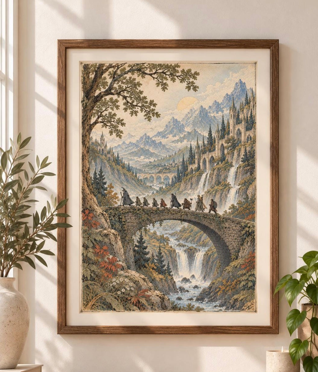Vintage Fellowship Print | Fantasy Adventure Wall Art | Storybook Landscape Poster
