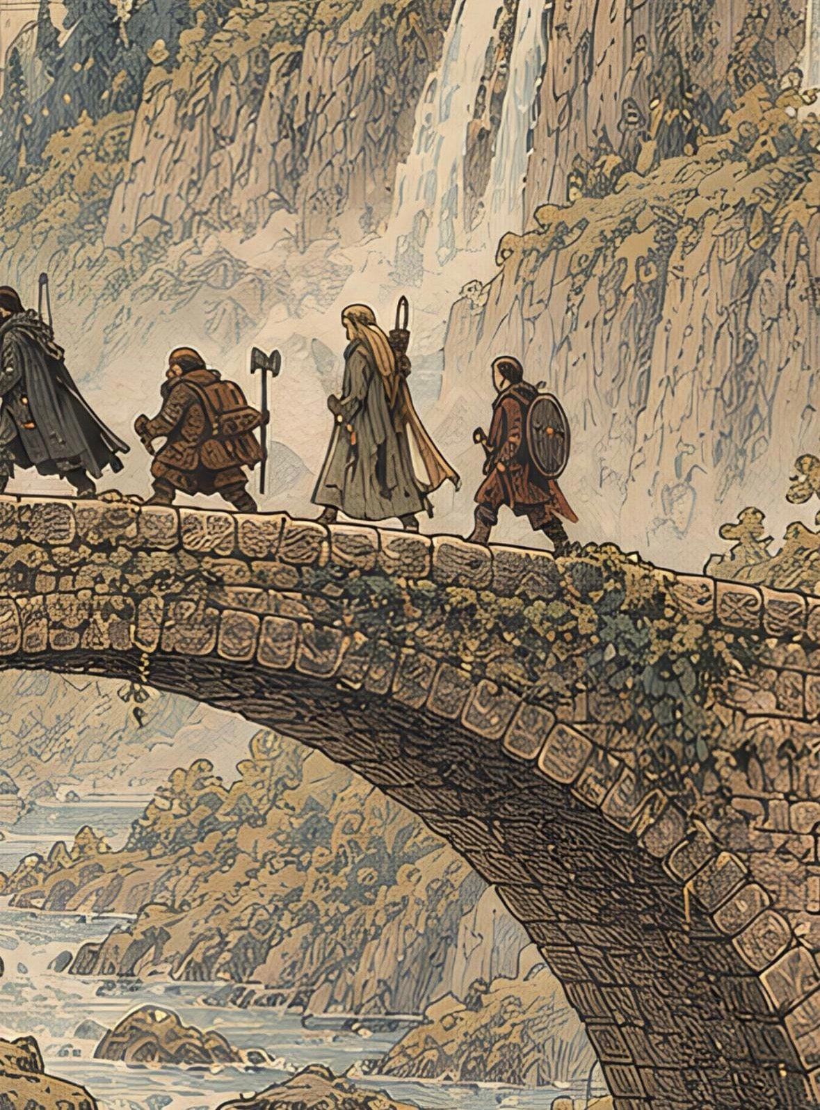 Vintage Fellowship Print | Fantasy Adventure Wall Art | Storybook Landscape Poster