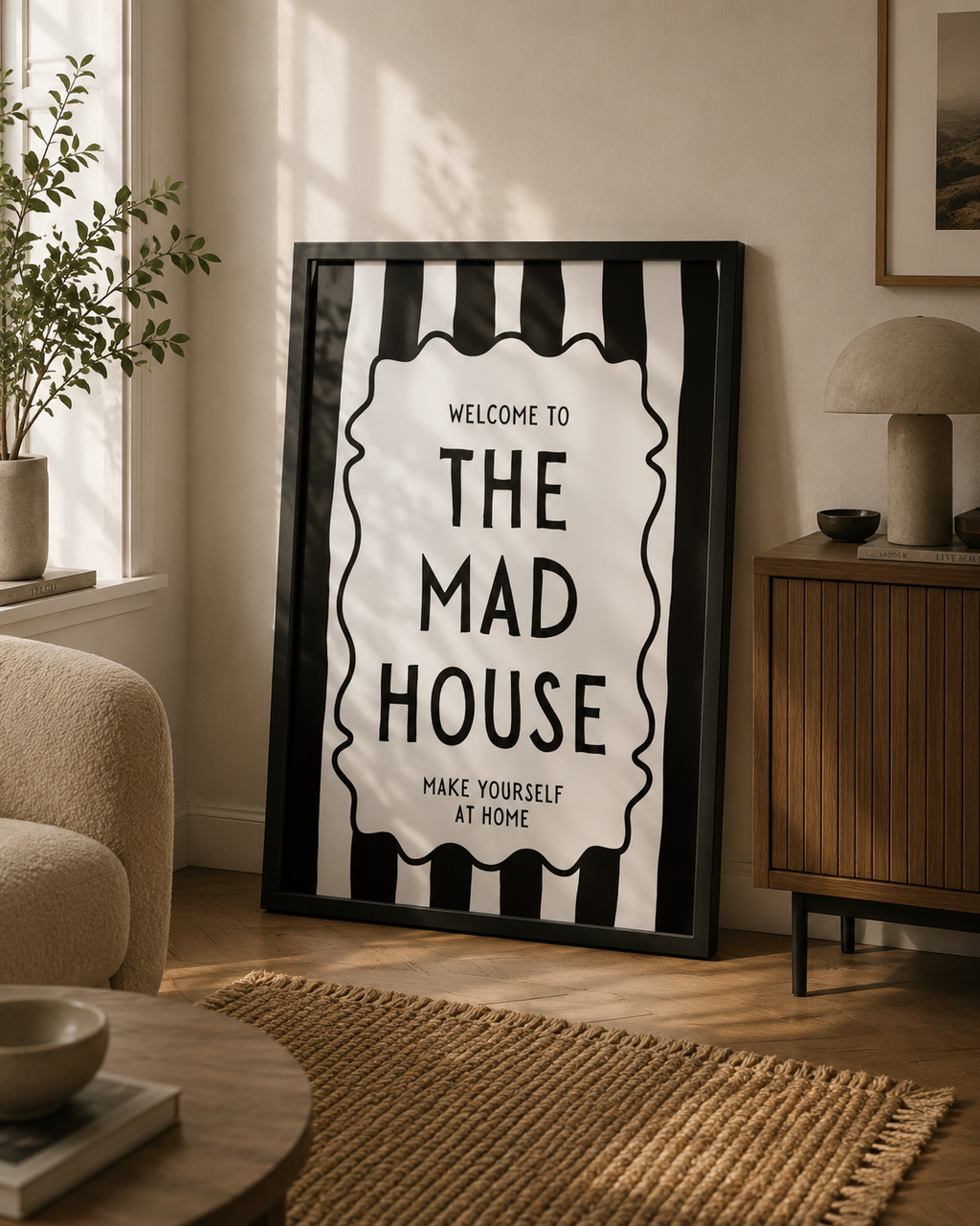 Welcome To The Mad House Print - Black